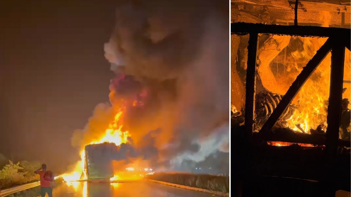 हैदराबाद से बेंगलूर जा रही चलती बस में आग,  20 लोग जिंदा जले