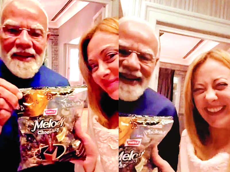 पीएम मोदी ने इटली की प्रधानमंत्री मेलोनी को मेलोडी टॉफी गिफ्ट की, मेलोनी ने कहा- बहुत अच्छी टॉफी